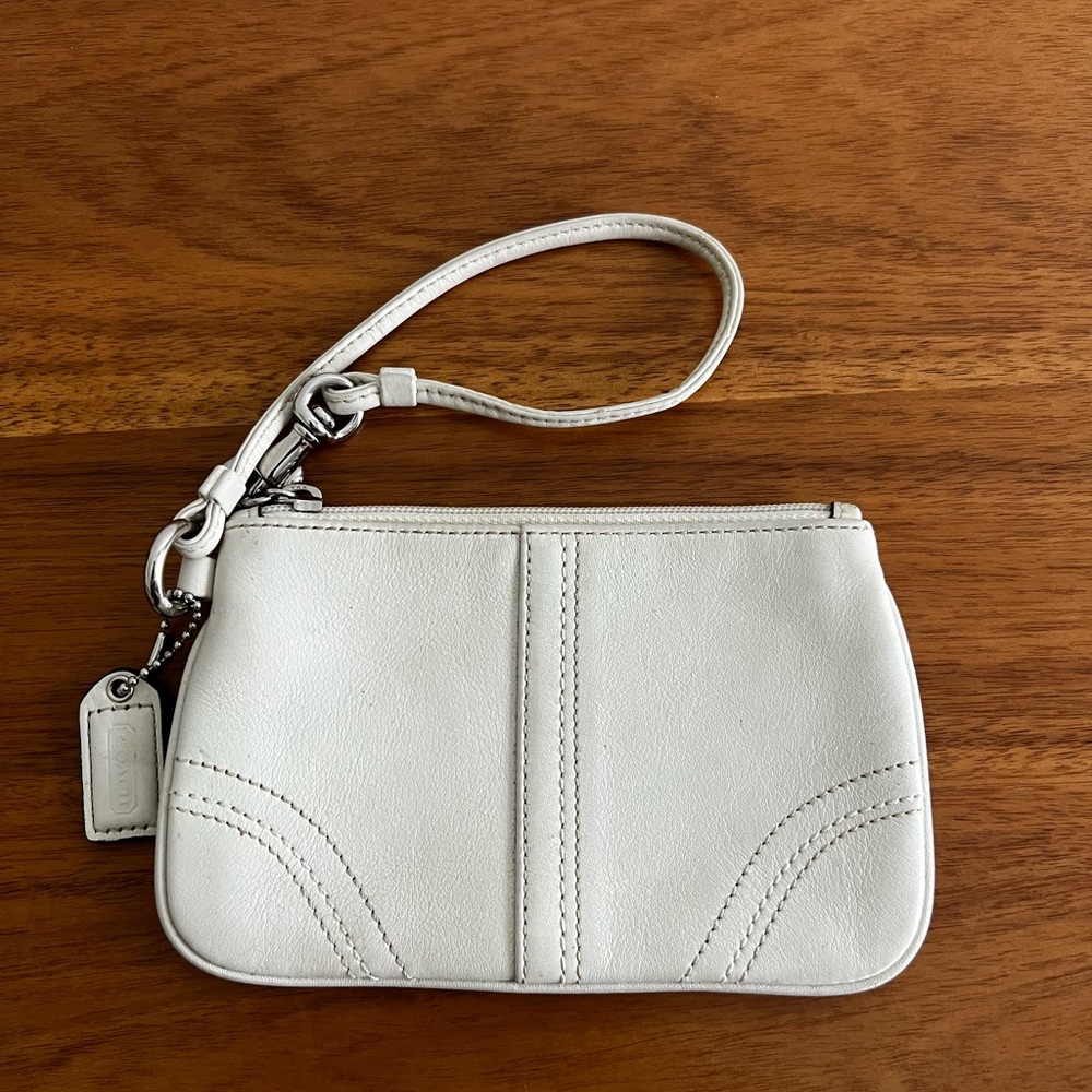 Coach Ivory Leather Wristlet